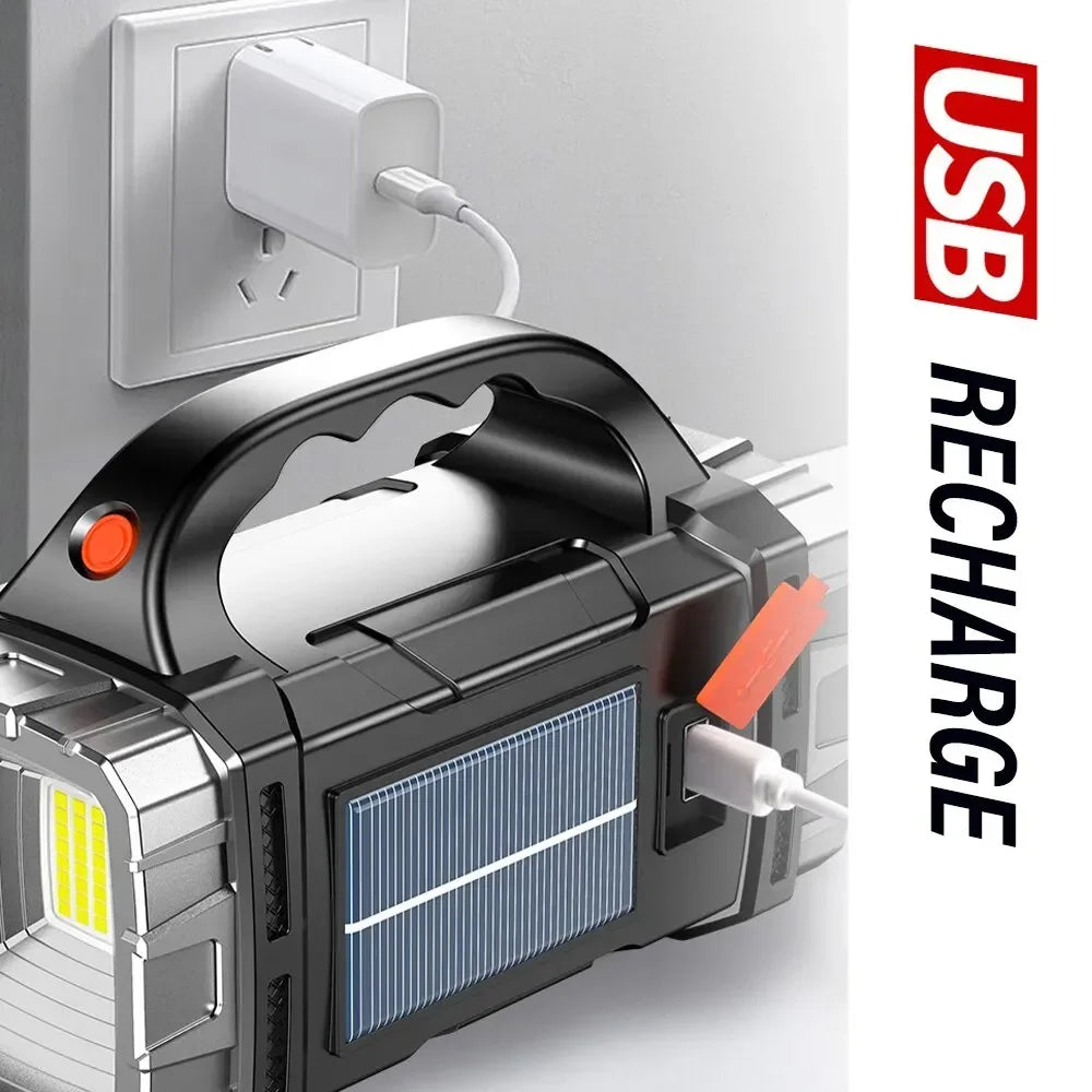 🔦 Lanterna LED Potente com Recarregamento USB + Solar
