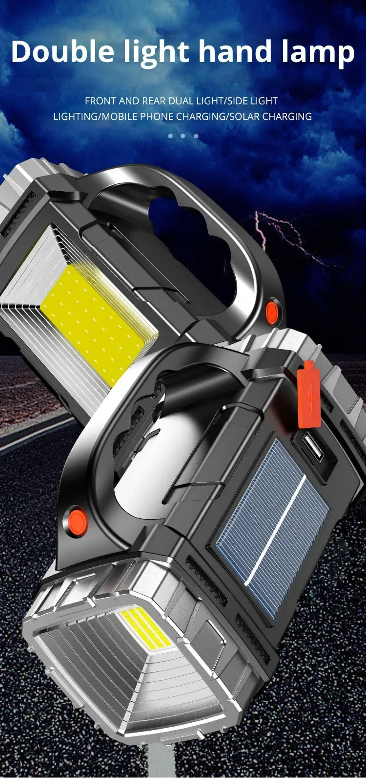 🔦 Lanterna LED Potente com Recarregamento USB + Solar