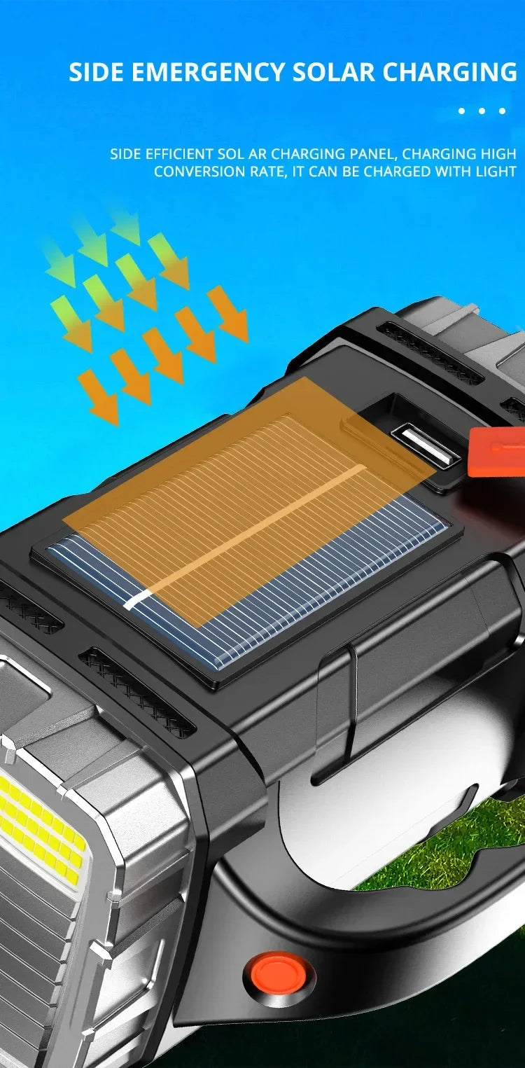 🔦 Lanterna LED Potente com Recarregamento USB + Solar