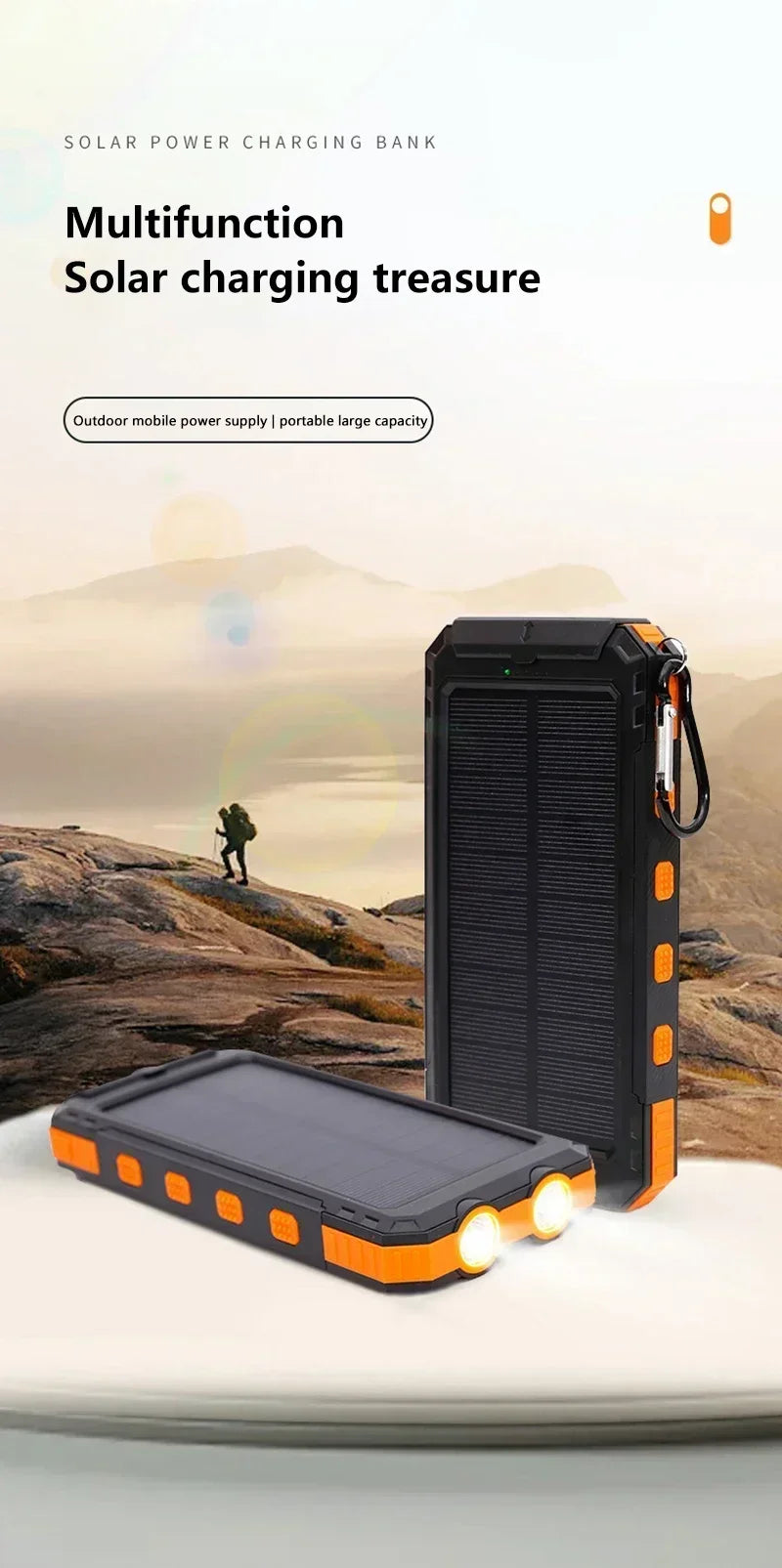 200000mAh Solar Power Bank Large Capacity Portable Charger Fast Charging External Battery for IPhone Samsun Huawei Powerbank
