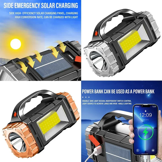 🔦 Lanterna LED Potente com Recarregamento USB + Solar