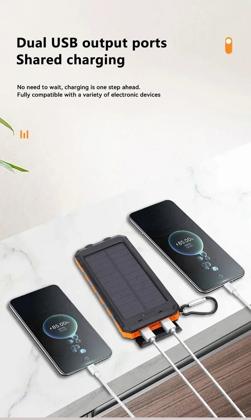 200000mAh Solar Power Bank Large Capacity Portable Charger Fast Charging External Battery for IPhone Samsun Huawei Powerbank