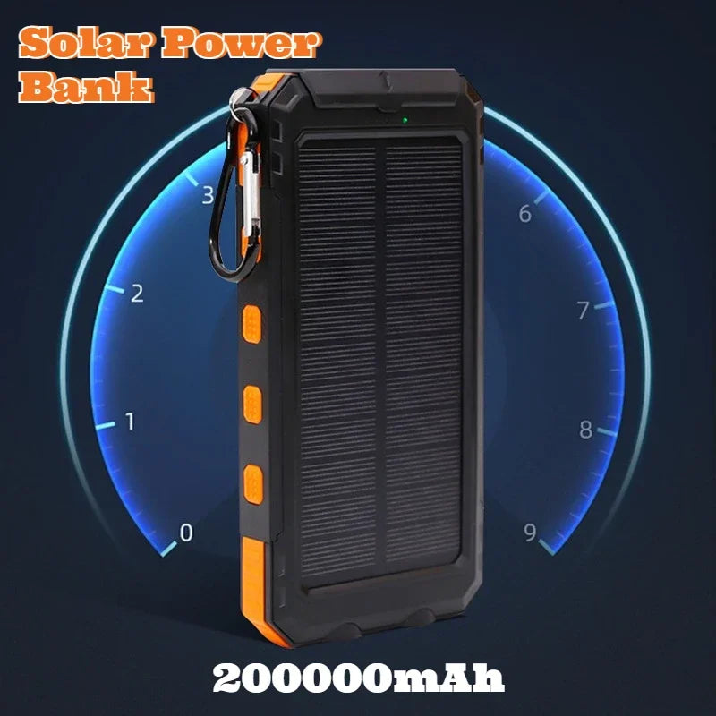 200000mAh Solar Power Bank Large Capacity Portable Charger Fast Charging External Battery for IPhone Samsun Huawei Powerbank